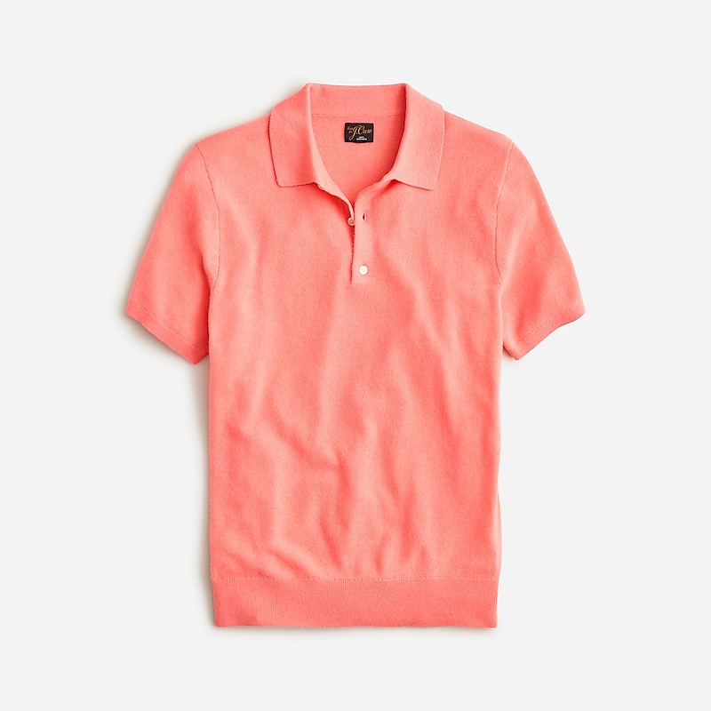 Men\'s J.Crew Short-sleeve cashmere sweater Polo Shirts Light Coral USA CDMUZSX16