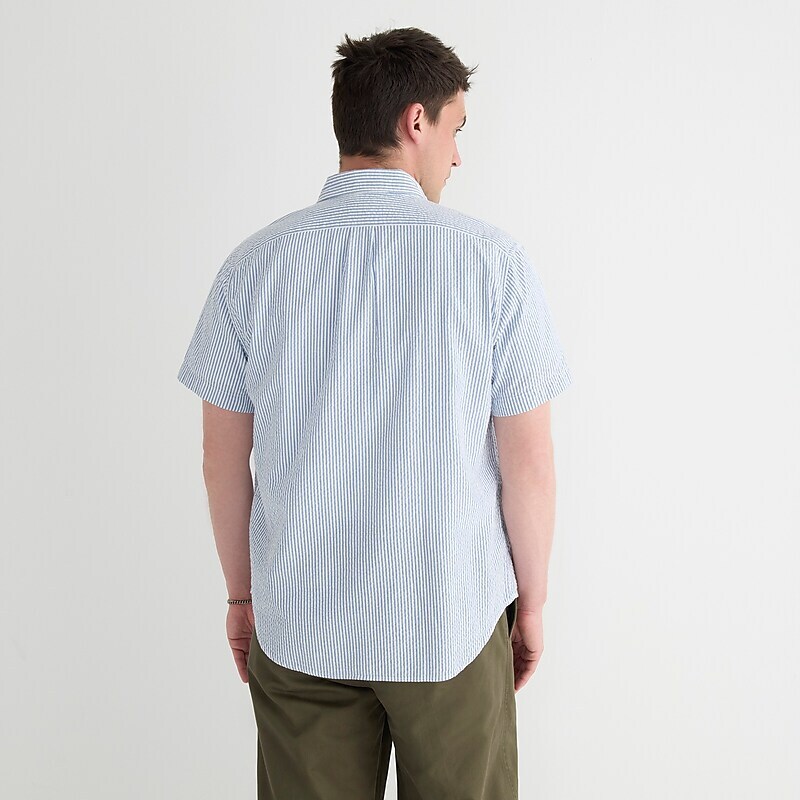 Men's J.Crew Short-sleeve seersucker with point collar print Shirts Seersucker Stripe Fade USA QUIZJRS17