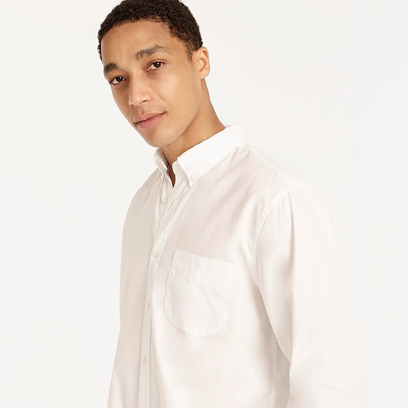 Men's J.Crew Slim Secret Wash organic cotton poplin Shirts White USA EBWHAVC84