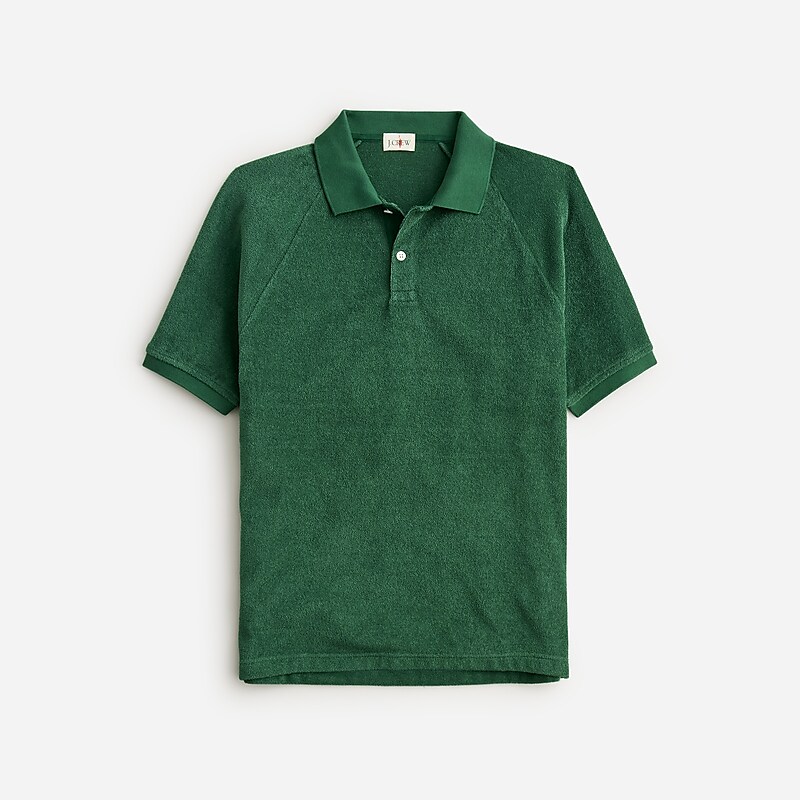 Men\'s J.Crew Terry cloth Polo Shirts Prospect Green USA MIZROVS84