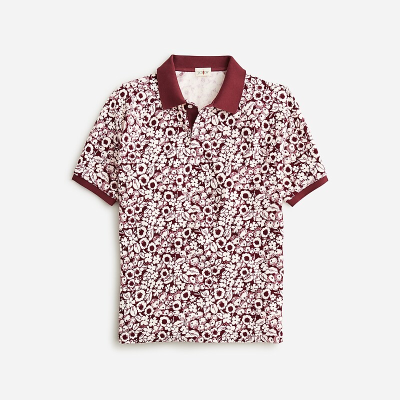 Men\'s J.Crew Terry cloth Polo Shirts Summer Garden Red Ivory USA ULNIRKX62