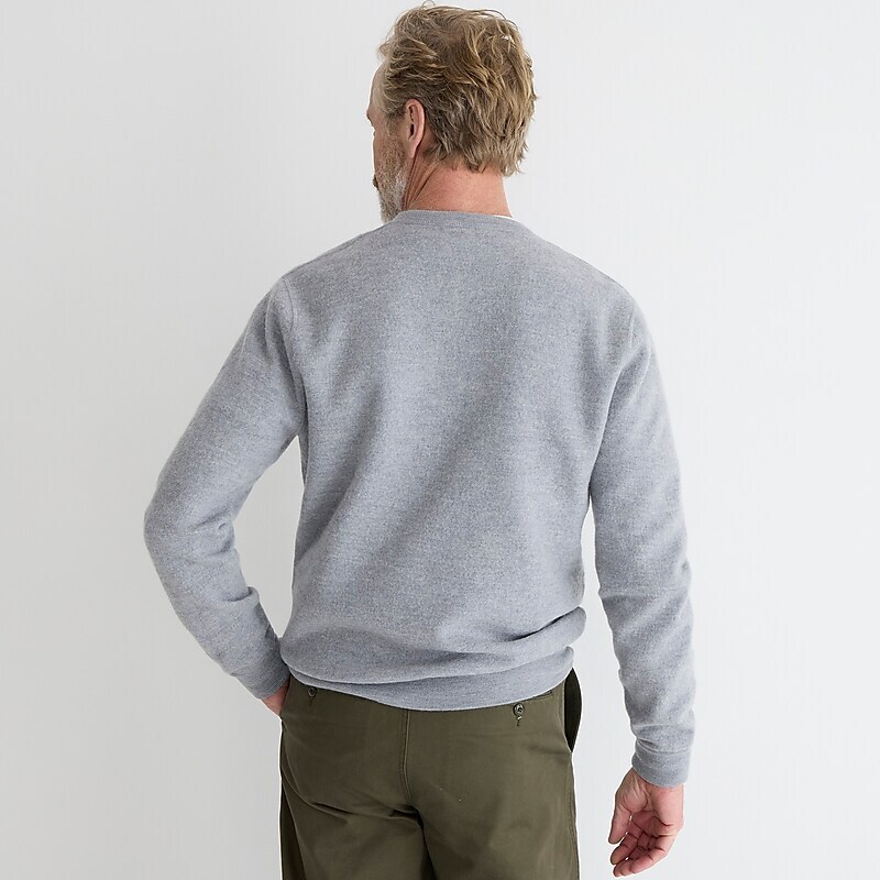 Men's J.Crew Wallace & Barnes boiled merino wool crewneck Sweatshirts Hthr Grey USA EYUXLGW02