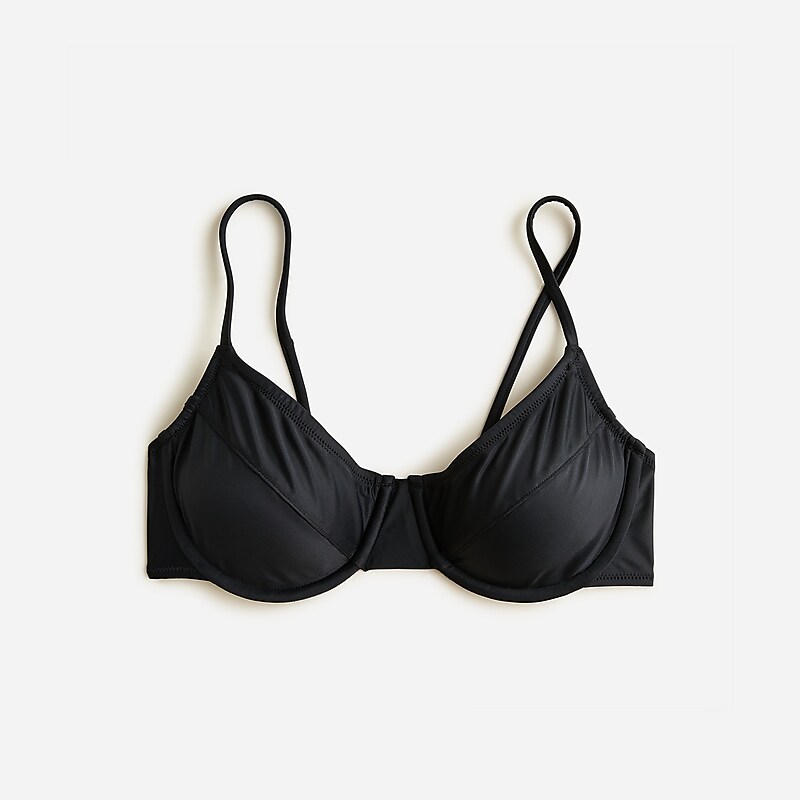 Women\'s J.Crew 1993 underwire Bikini Top Black USA NZOCGHY78