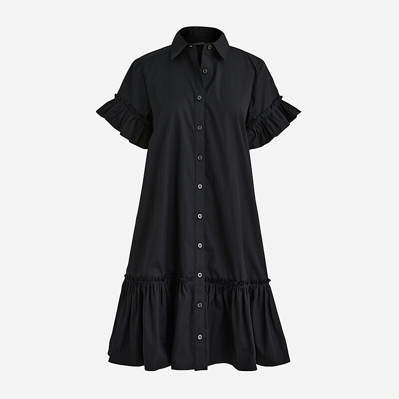 Women\'s J.Crew Amelia Shirtdress Black USA NDZLGHT81