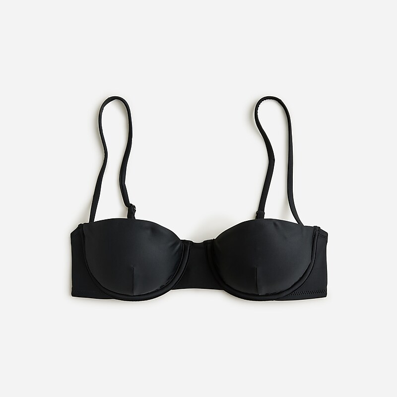 Women\'s J.Crew Balconette underwire Bikini Top Black USA HAEYKQO62