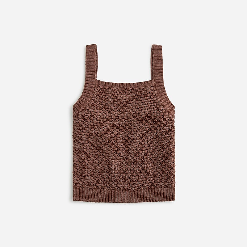 Women\'s J.Crew Basket-stitch sweater Tank Tops Dark Fudge USA FKNELAZ36