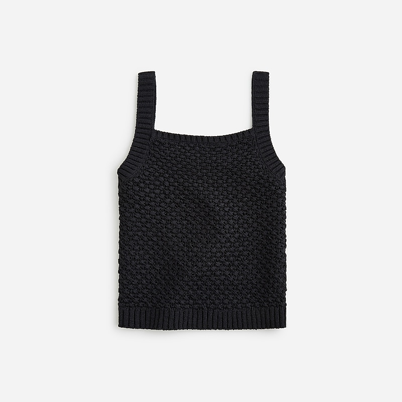 Women\'s J.Crew Basket-stitch sweater Tank Tops Black USA BLEMUGA17