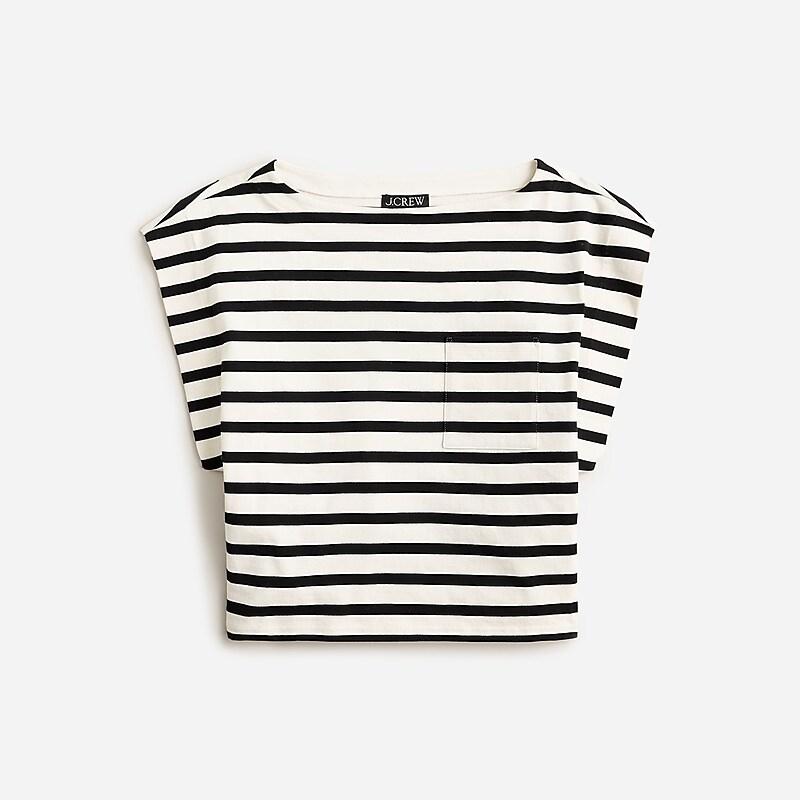 Women\'s J.Crew Boatneck muscle cotton T-shirts Carter Stripe USA ZTOKFSA80