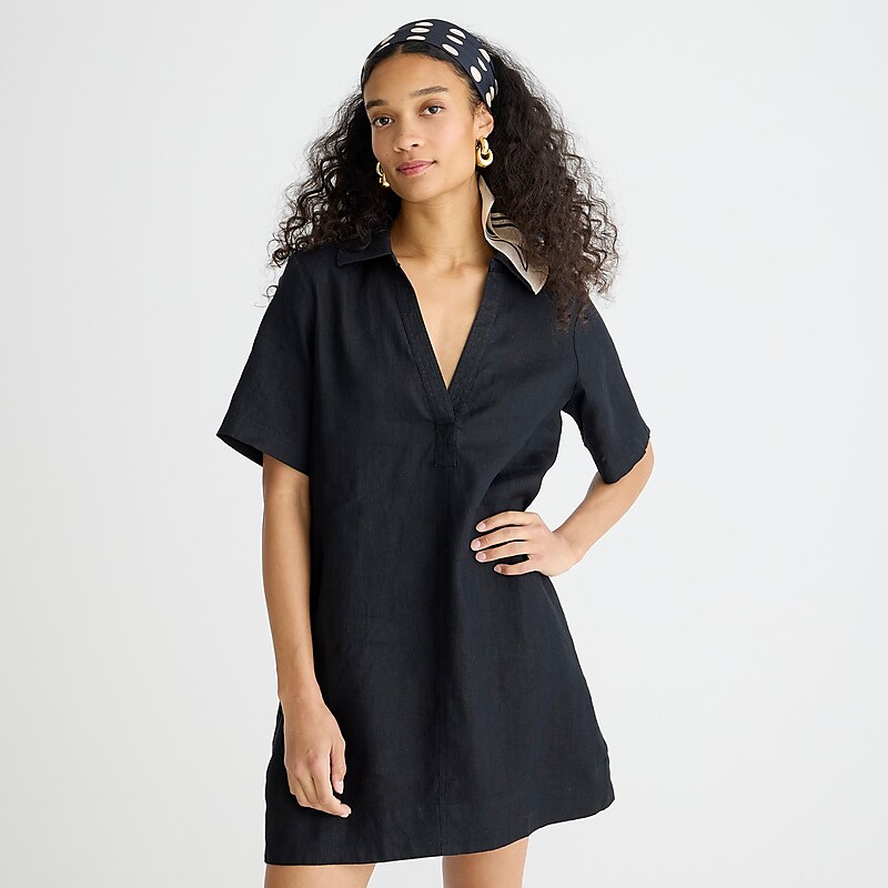 Women's J.Crew Bungalow popover Dress Black USA IJXCZDL70