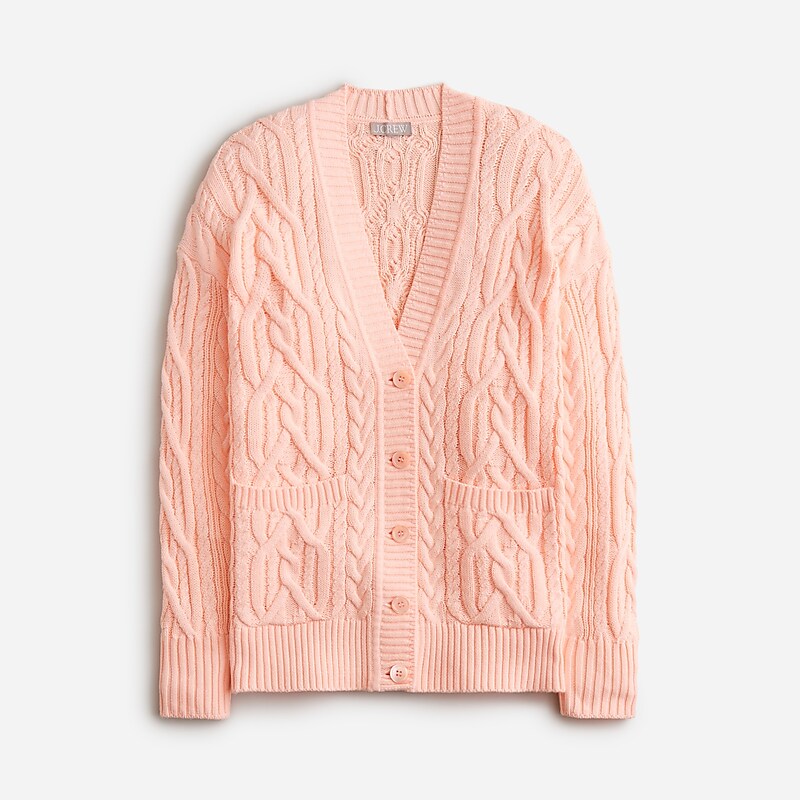 Women\'s J.Crew Cable-knit cardigan Sweaters Iced Peach USA WEGAHPT23