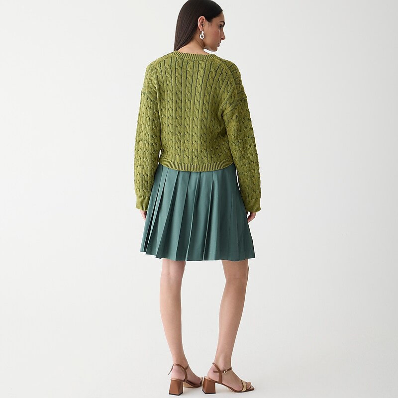 Women's J.Crew Cable-knit cropped crewneck Sweaters Utility Green USA SGWCAHY38