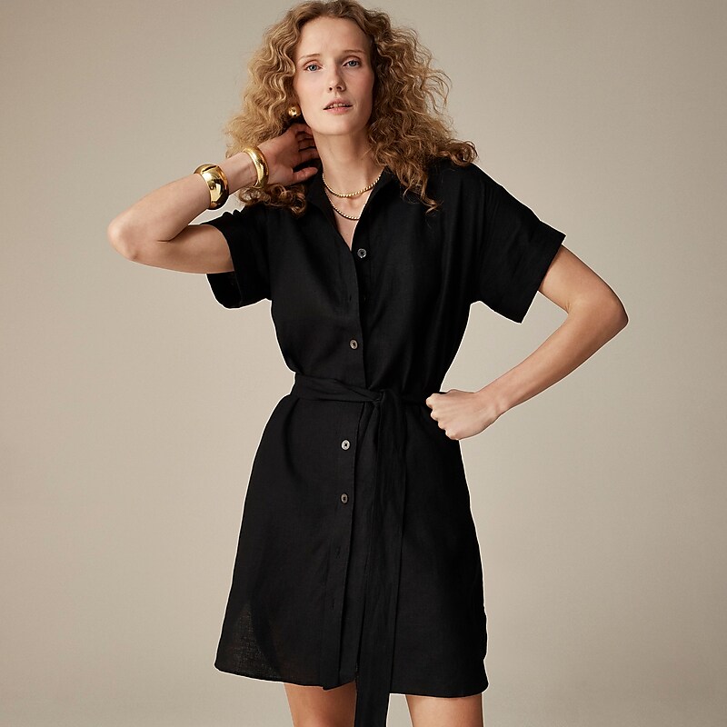 Women's J.Crew Capitaine Shirtdress Black USA CRPAHDU19