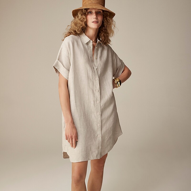 Women's J.Crew Capitaine Shirtdress Flax USA XKZIDCB14