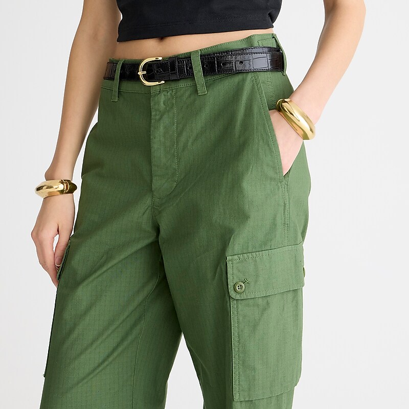 Women's J.Crew Cargo ripstop cotton Pants Utility Green USA AVLTKRX76