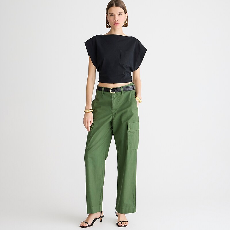 Women\'s J.Crew Cargo ripstop cotton Pants Utility Green USA AVLTKRX76