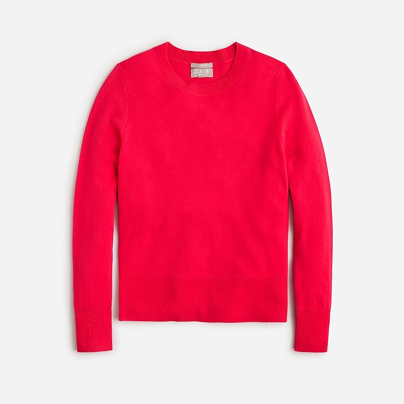 Women\'s J.Crew Cashmere classic-fit crewneck Sweaters Neon Berry Red USA URDIXHA27