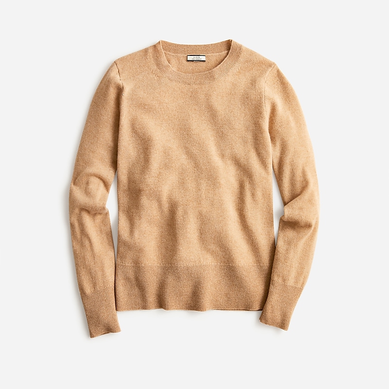 Women\'s J.Crew Cashmere classic-fit crewneck Sweaters Hthr Camel USA UXCPOVY23