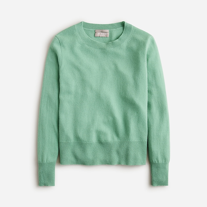 Women\'s J.Crew Cashmere classic-fit crewneck Sweaters Neptune Green USA YCUXHDM59