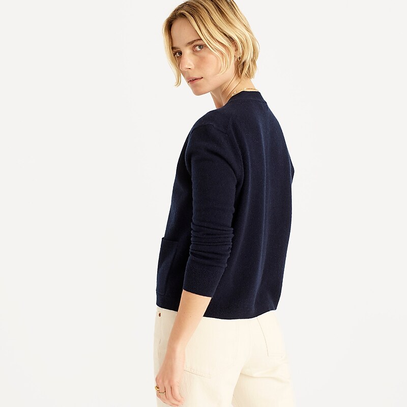 Women's J.Crew Cashmere patch-pocket cardigan Sweaters Navy USA CPVUZJY01