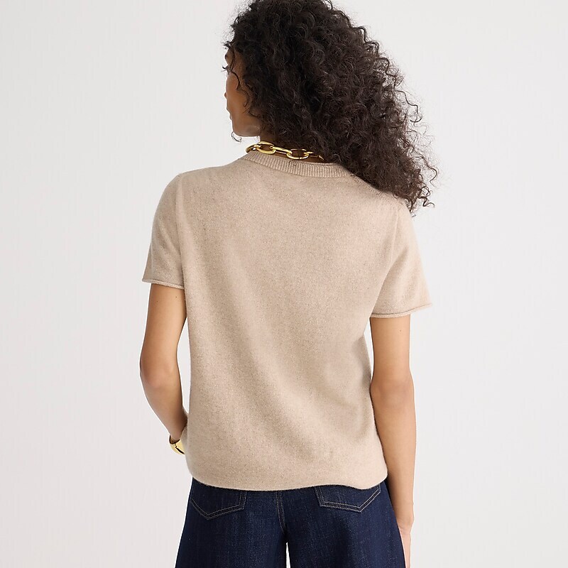 Women's J.Crew Cashmere relaxed T-shirts Hthr Stone USA EJGAOLF91