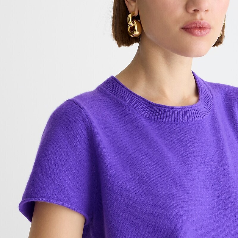 Women's J.Crew Cashmere relaxed T-shirts Neon Purple USA JYOHBPT18