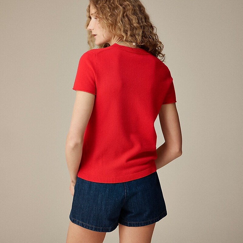 Women's J.Crew Cashmere relaxed T-shirts Vintage Red USA UEAKXZJ64