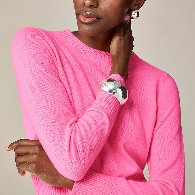 Women's J.Crew Cashmere shrunken crewneck Sweaters Neon Geranium USA FDOVRBP82