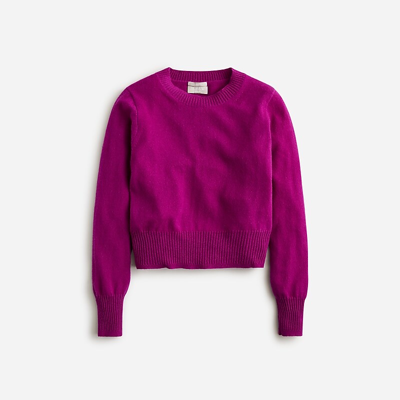 Women\'s J.Crew Cashmere shrunken crewneck Sweaters Magenta Grape USA TCSPDQR74