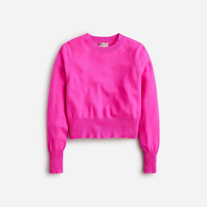 Women\'s J.Crew Cashmere shrunken crewneck Sweaters Neon Flamingo USA ZAKFGNU62