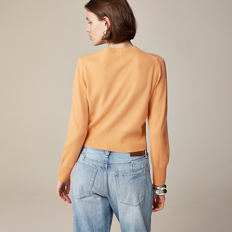 Women's J.Crew Cashmere shrunken crewneck Sweaters Bright Cantaloupe USA BGNCHFM03