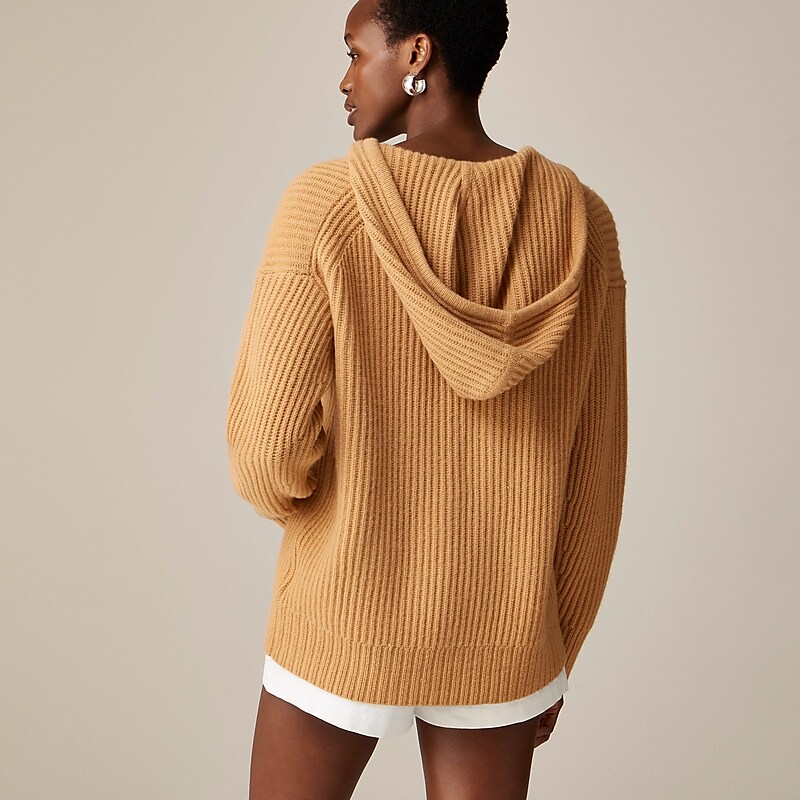 Women's J.Crew Cashmere thick-knit Hoodie Sandy Shore USA SJRPOLX01