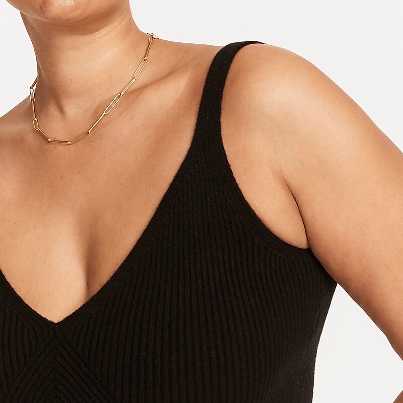 Women's J.Crew Cashmere-blend cropped sweater Tank Tops Black USA DKUJXCH56