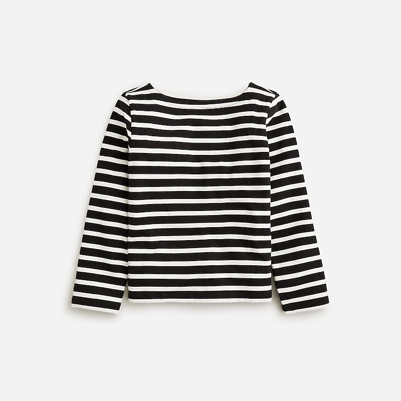 Women\'s J.Crew Classic mariner cloth boatneck T-shirts Perfect Black Stripe USA ROCHNEB69