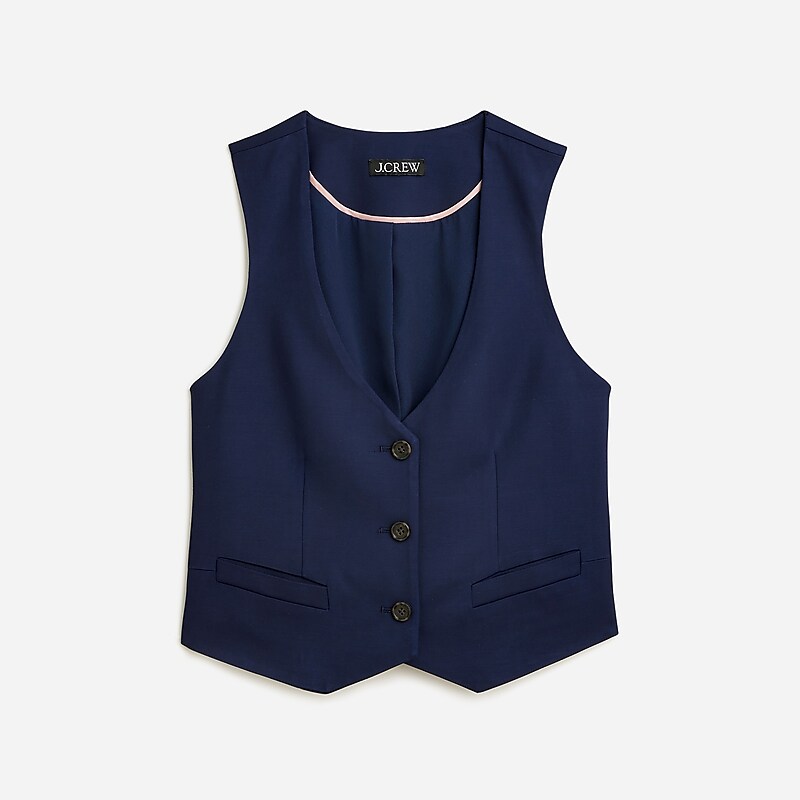 Women\'s J.Crew Classic-fit Vest Navy USA HCIZGWE06