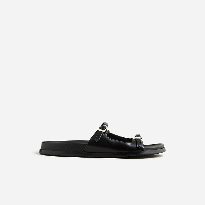 Women's J.Crew Colbie buckle Sandals Black USA XLIRMQO90