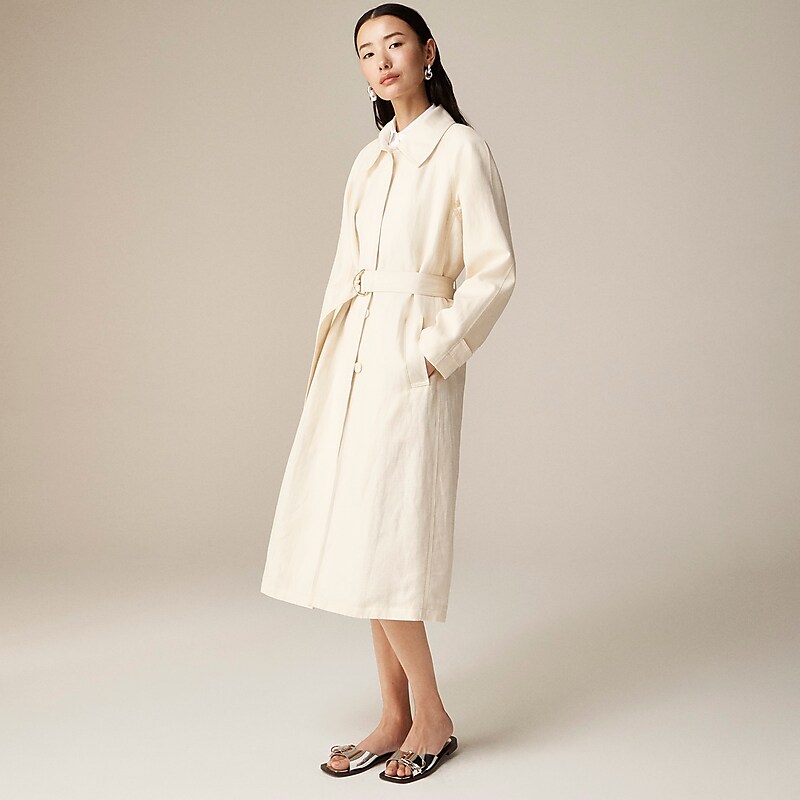 Women's J.Crew Collection lightweight trench Coats Candle White USA NYGIXRZ70