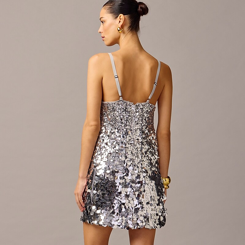 Women's J.Crew Collection mixed-sequin mini Dress Silver USA TVPCHOA27