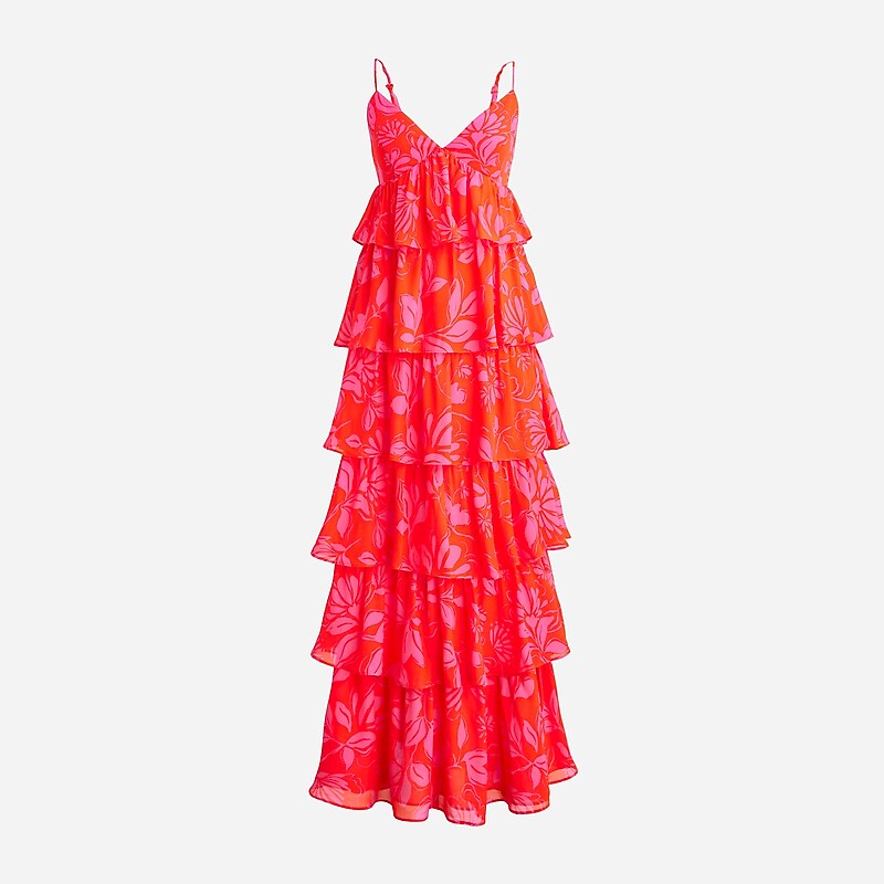 Women\'s J.Crew Collection ruffle-tier Dress Pink USA PARGZWD75