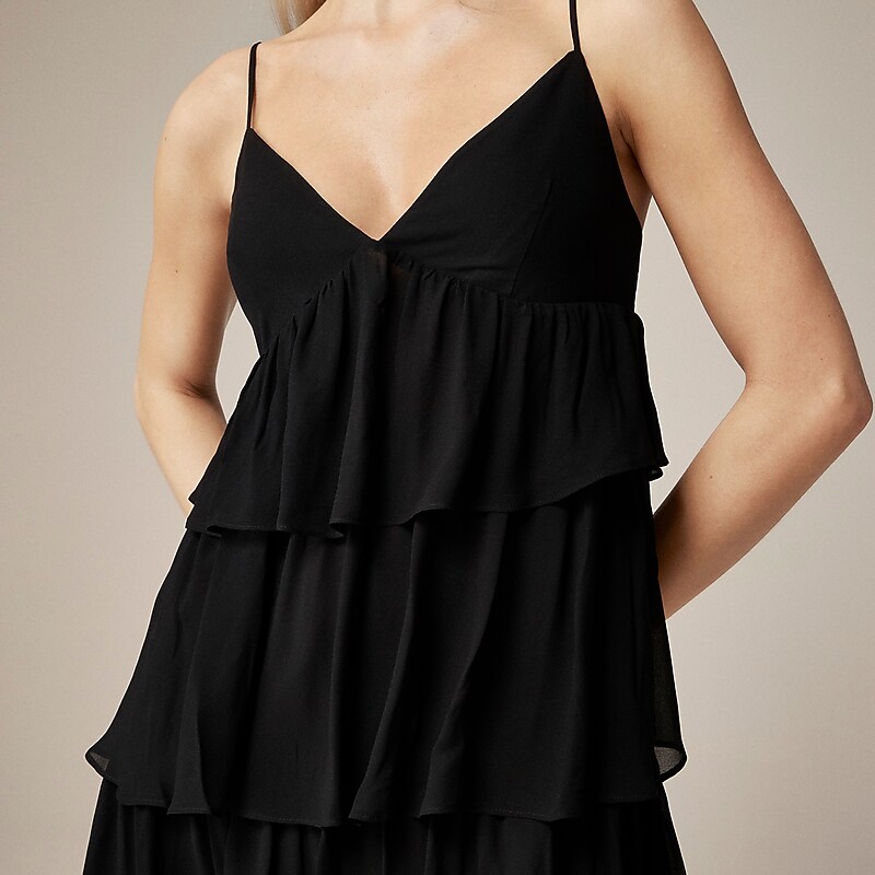 Women's J.Crew Collection ruffle-tier Dress Black USA XSQUFDJ23