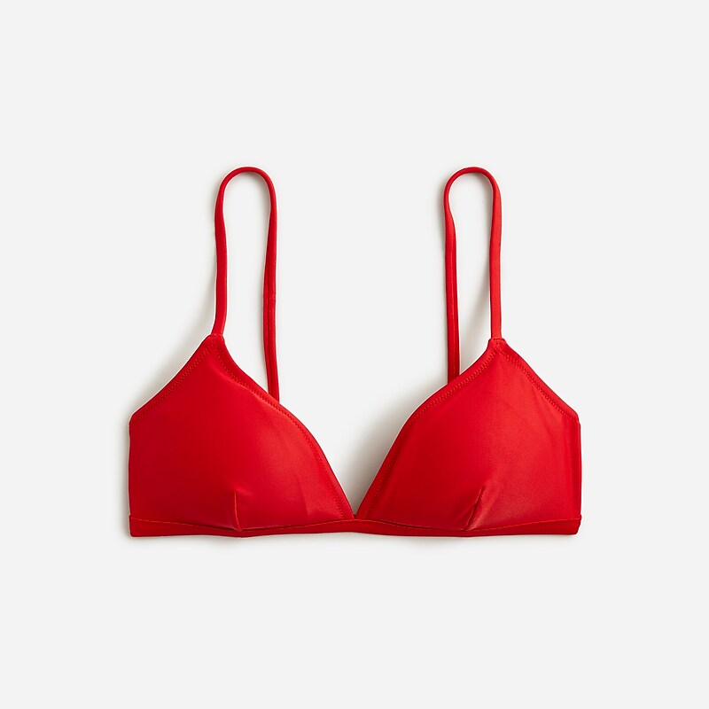 Women\'s J.Crew Contrast-trim french Bikini Top Venetian Red USA CFHSBDP96