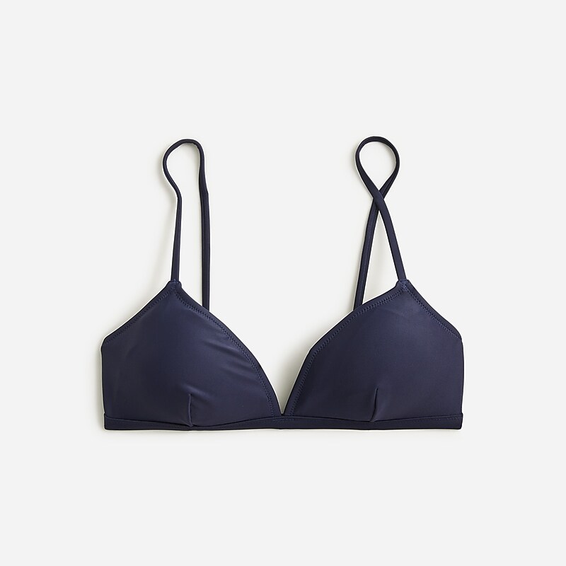 Women\'s J.Crew Contrast-trim french Bikini Top Navy USA GFBHXCV04