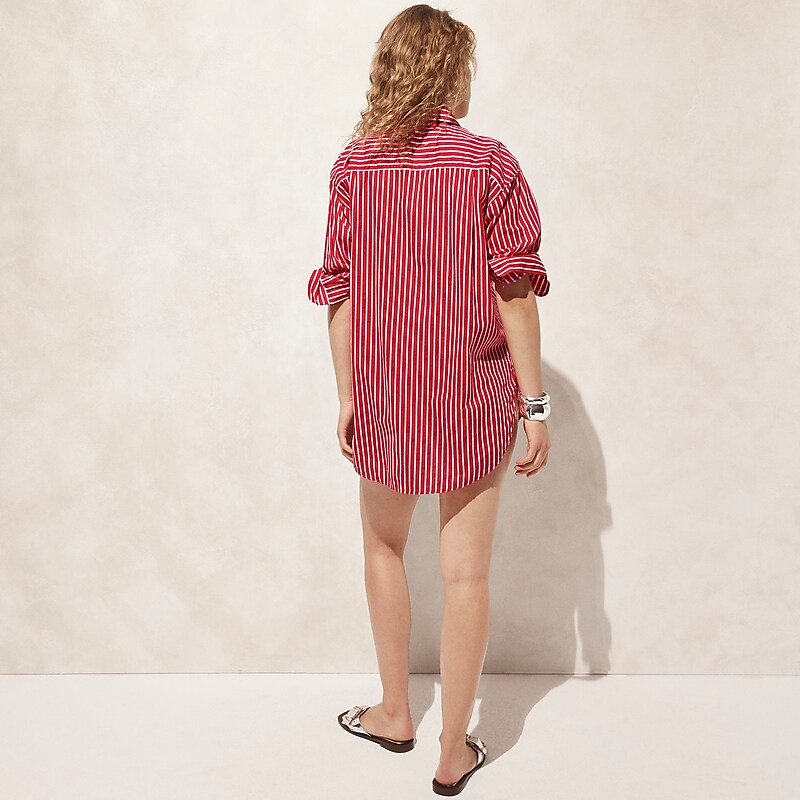 Women's J.Crew Cotton voile beach Shirts Vintage Red Stripe USA XMUGOZI90