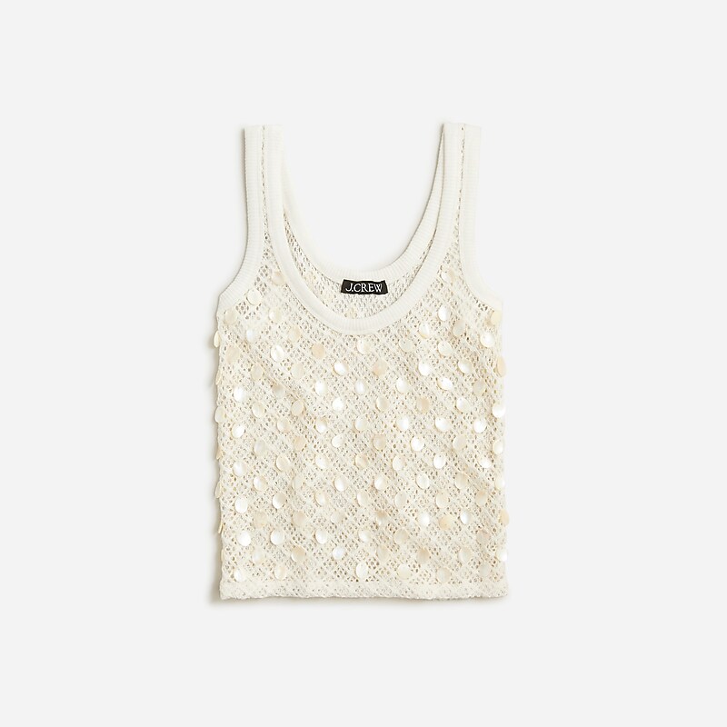 Women\'s J.Crew Crochet shell-embroidered Tank Tops Ivory USA AFTIORH50