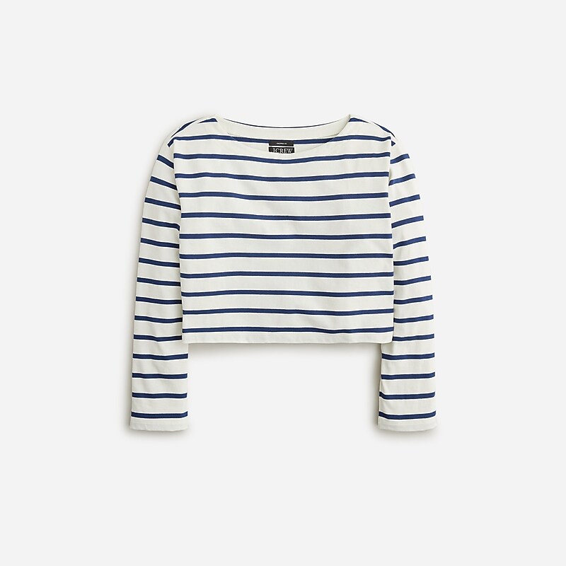 Women\'s J.Crew Cropped boatneck T-shirts Kara Stripe Ivory Eveni USA FWTQJVS65