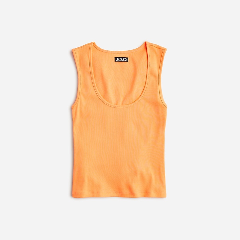 Women\'s J.Crew Cropped fine rib scoopneck Tank Tops Warm Clementine USA YOAMPRZ52