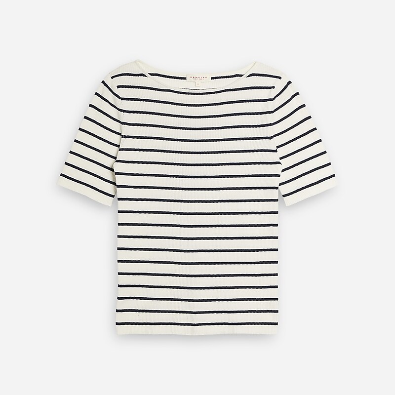 Women\'s J.Crew DEMYLEE New York™ Rena striped Tops Navy Multi USA QRFJZHT01