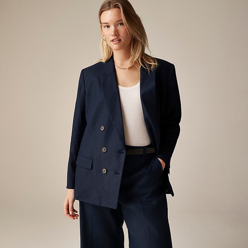 Women\'s J.Crew Double-breasted Blazers Navy USA MPOITSJ02