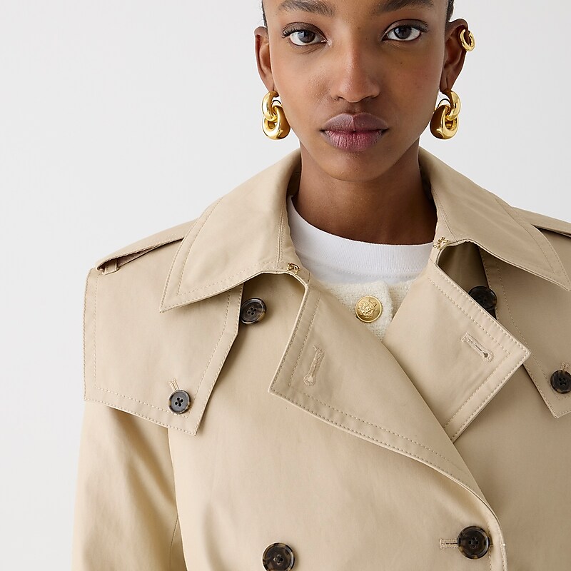 Women's J.Crew Double-breasted trench Coats Vintage Khaki USA JEUYKMI07