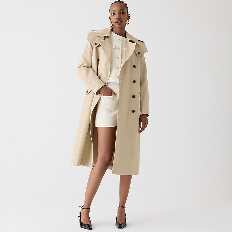 Women\'s J.Crew Double-breasted trench Coats Vintage Khaki USA JEUYKMI07