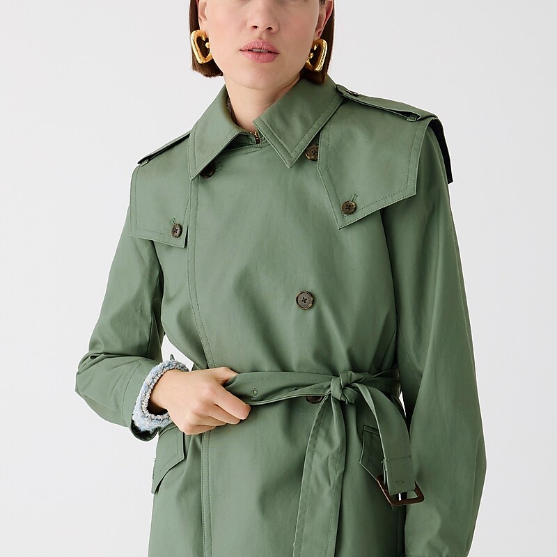 Women's J.Crew Double-breasted trench Coats Green USA NBVUAIK13